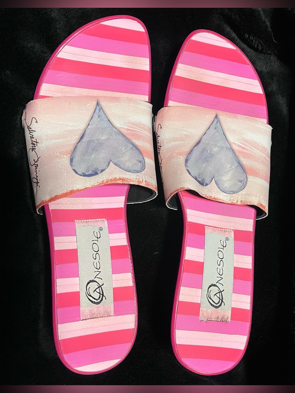 Onesole Pink wedge slide in Mule sandals